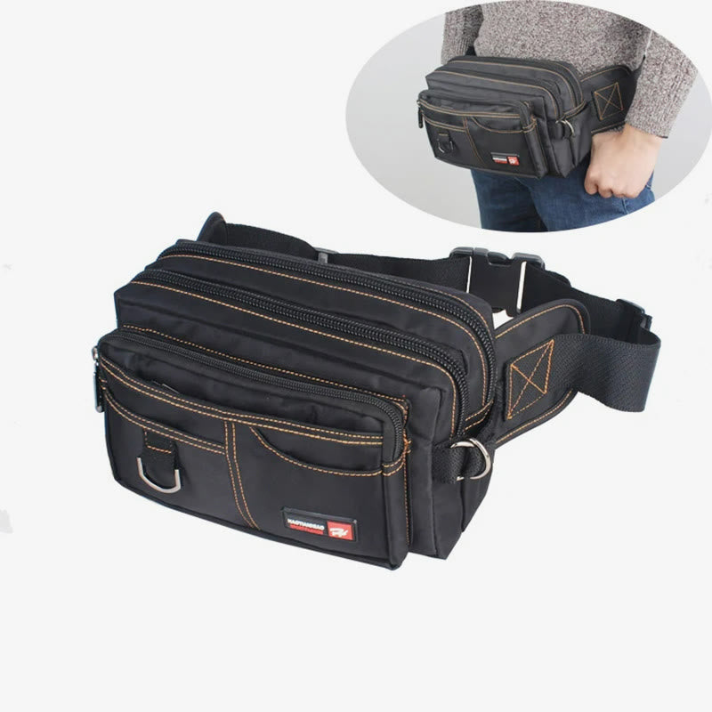 Wasserdichte Hüfttasche für Herren, multifunktionale große Canvas-Tasche für den Außenbereich