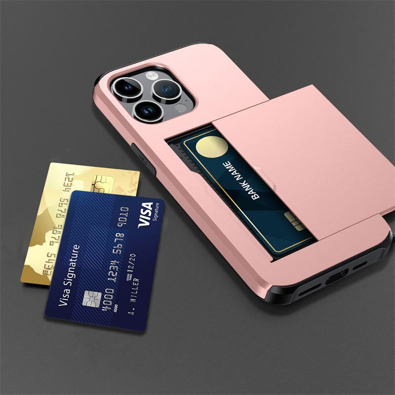 Iphone Slide Card Telefonhülle 2 in 1 Anti-Fall-Geldbörsenhülle