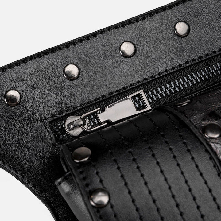 Steampunk Gürteltasche für Damen und Herren, Nietenleder, Hüfttasche