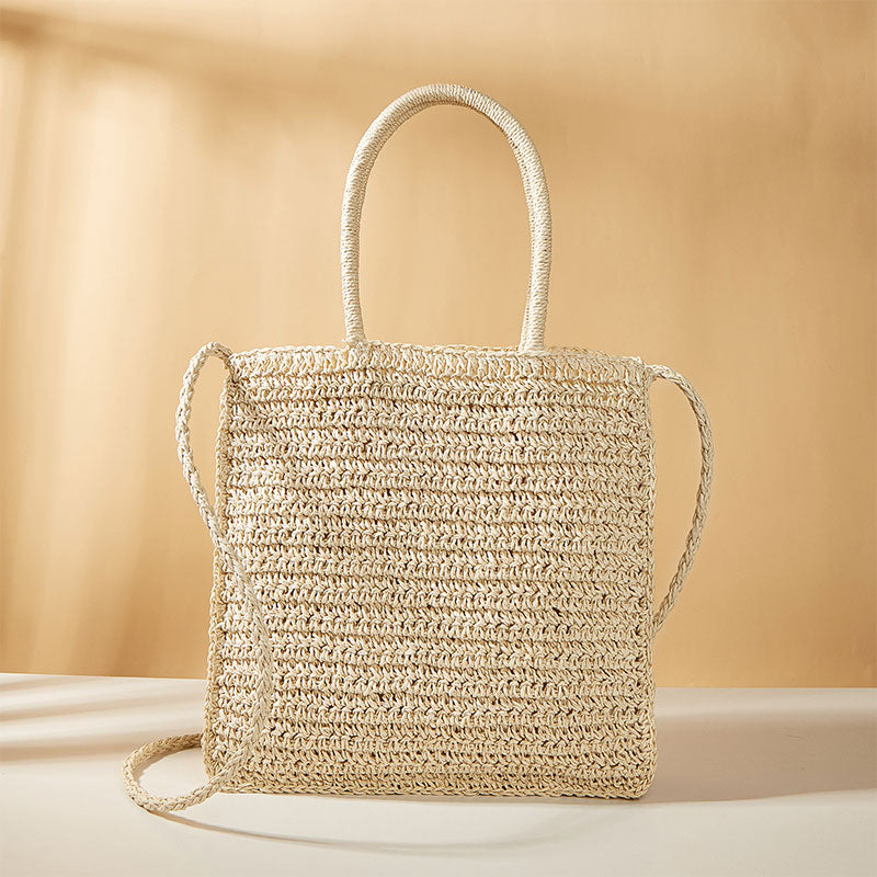 Blumenmuster Sommer Handtasche Stroh handgewebte Schultertasche Crossbody Geldbörsen