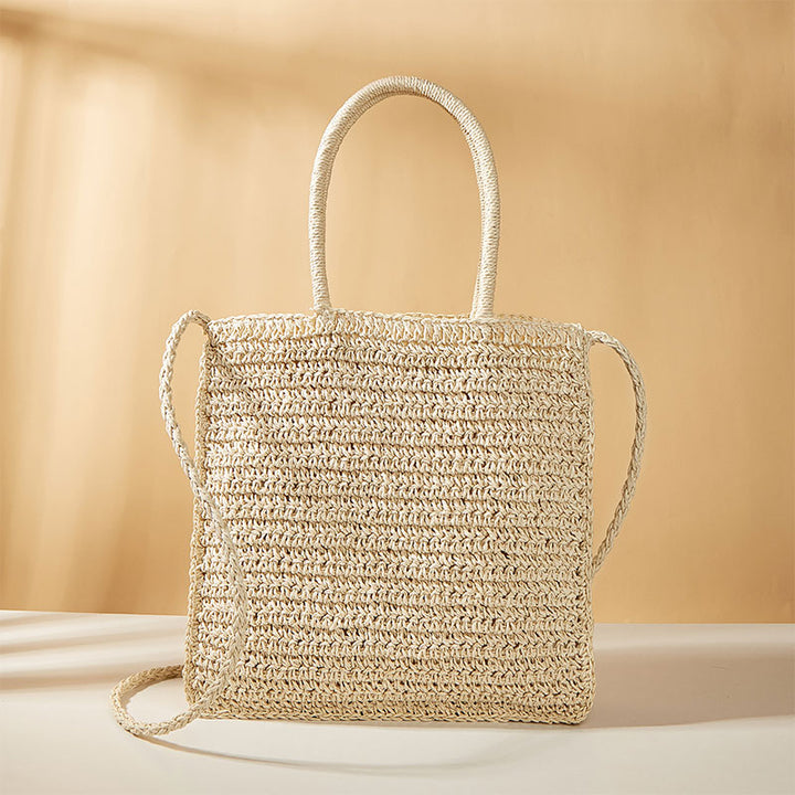 Blumenmuster Sommer Handtasche Stroh handgewebte Schultertasche Crossbody Geldbörsen