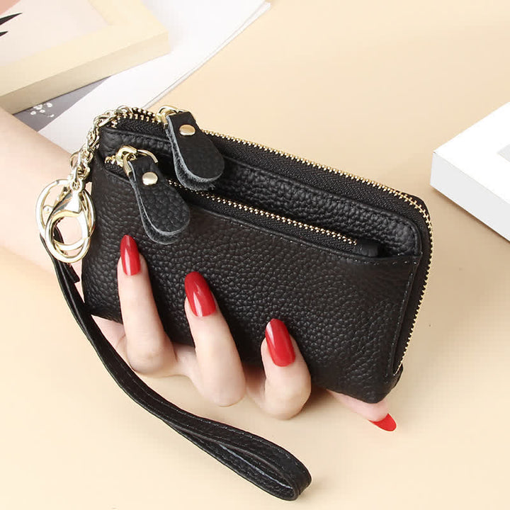 Kleine Clutch aus echtem Leder für Damen mit Armband, Geldbörse, Kartenhalter