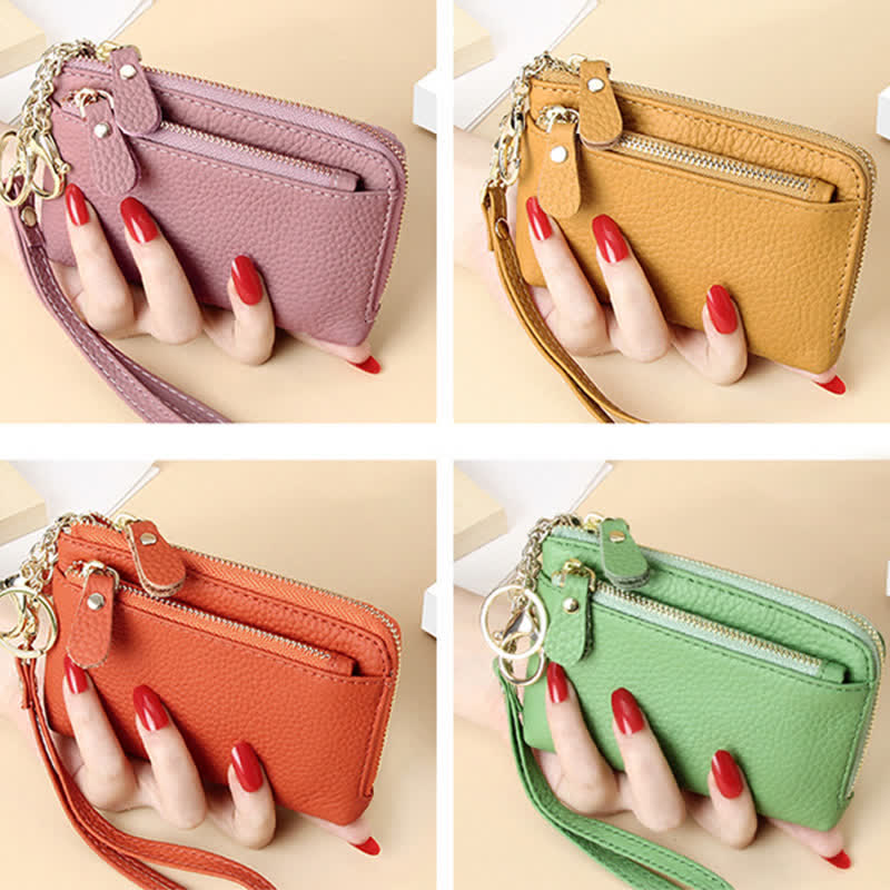 Kleine Clutch aus echtem Leder für Damen mit Armband, Geldbörse, Kartenhalter