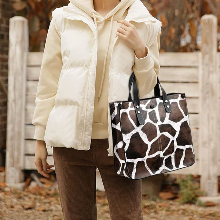Tragetasche mit Leopardenmuster, Set aus Leder, Handtasche für Damen