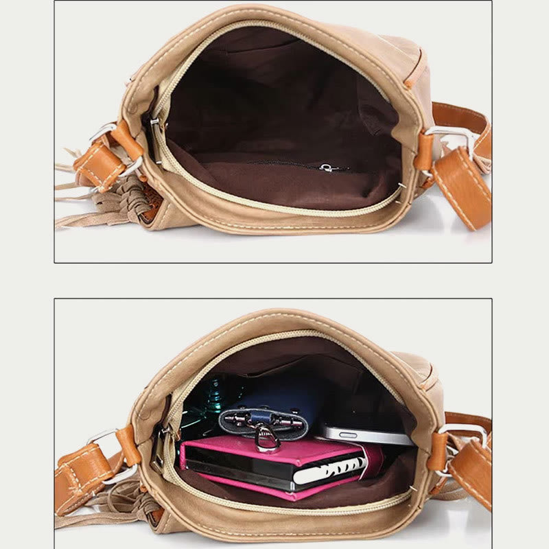Bohemia Umhängetasche für Damen, Vintage, Quaste, Umhängetasche