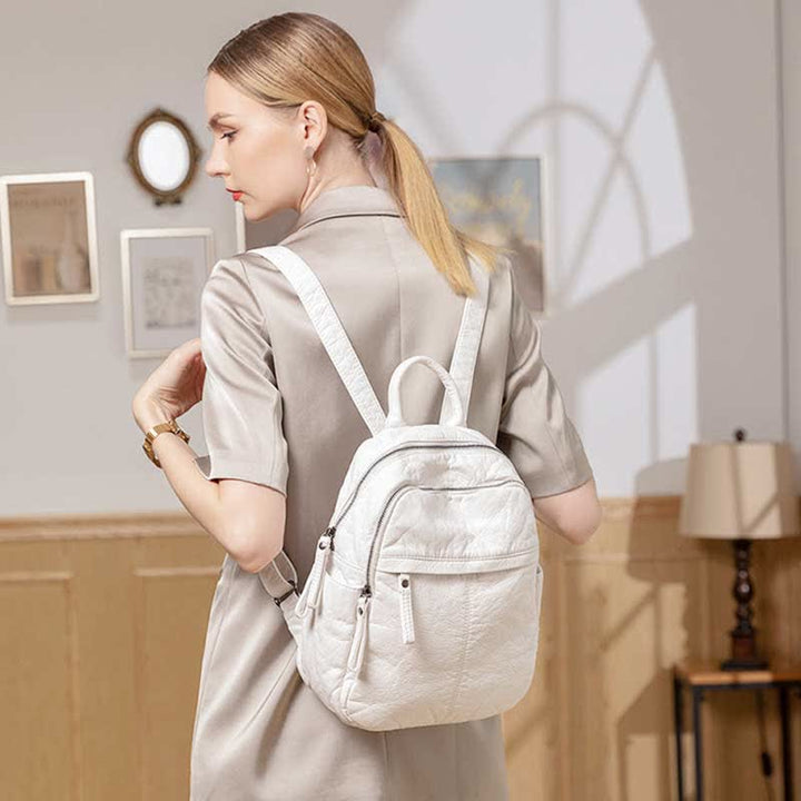 Weicher Lederrucksack für Damen, modischer Designer-Reise-Tagesrucksack für Damen