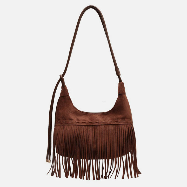Quaste Unterarm Tasche für Frauen Retro Volltonfarbe Schultertasche