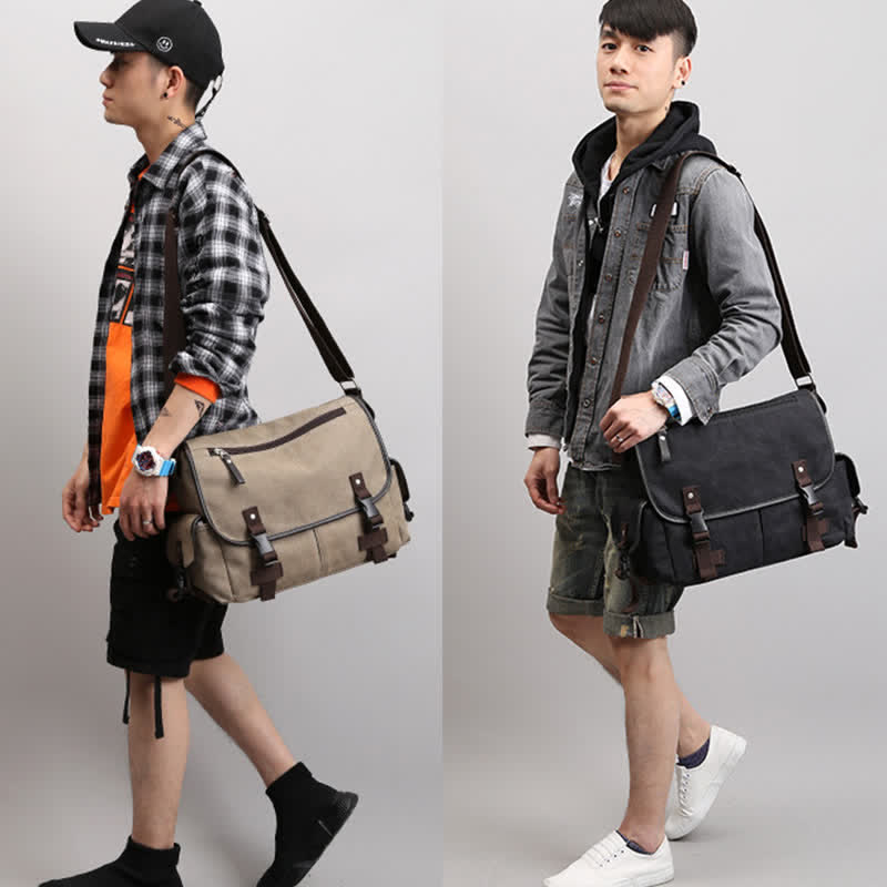 Canvas Messenger Bag Vintage Crossbody Schultertasche Laptoptasche Aktentasche