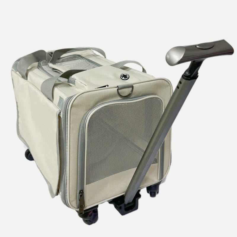 Rolling Pet Carrier Faltbare atmungsaktive Zugstange Haustiertasche