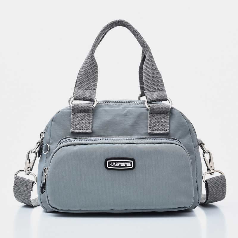 Handtasche für Damen, lila, Nylon, leicht, Einkaufstasche mit Reißverschluss