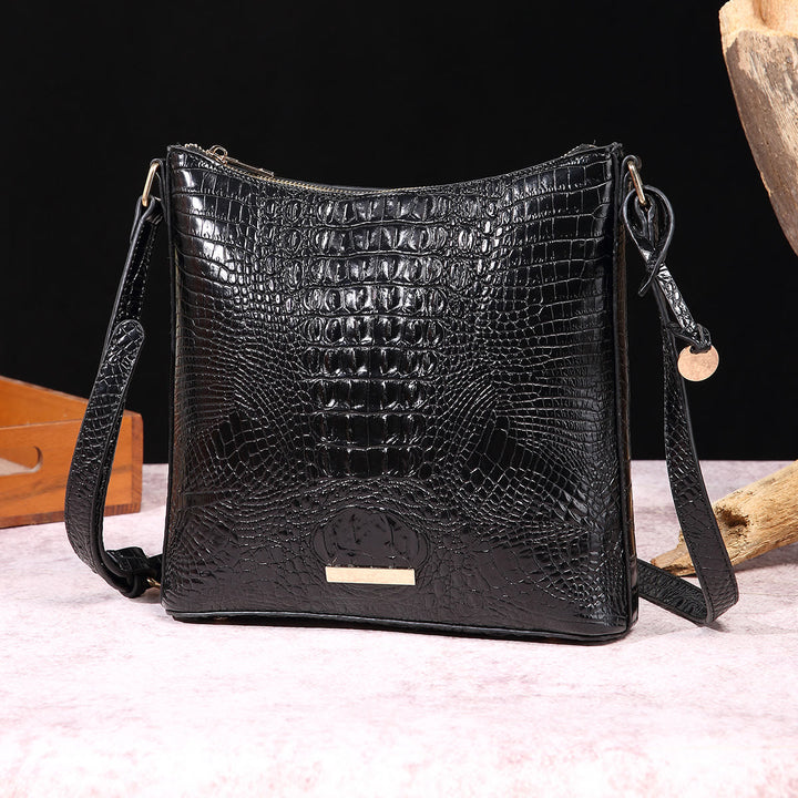Umhängetasche für Damen, Retro-Krokodilmuster, Leder, Dating-Tasche
