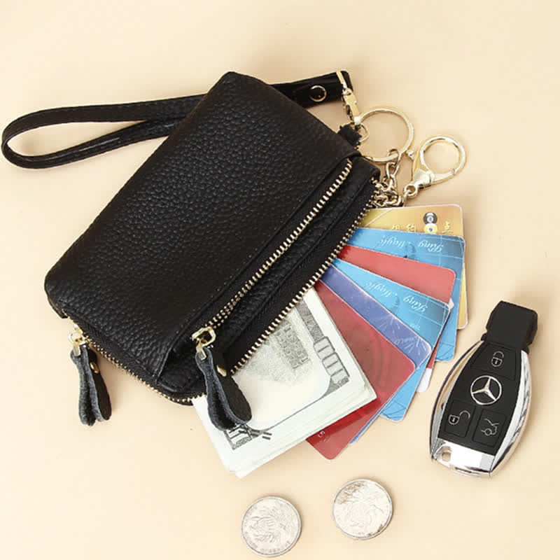 Kleine Clutch aus echtem Leder für Damen mit Armband, Geldbörse, Kartenhalter
