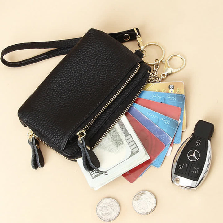 Kleine Clutch aus echtem Leder für Damen mit Armband, Geldbörse, Kartenhalter