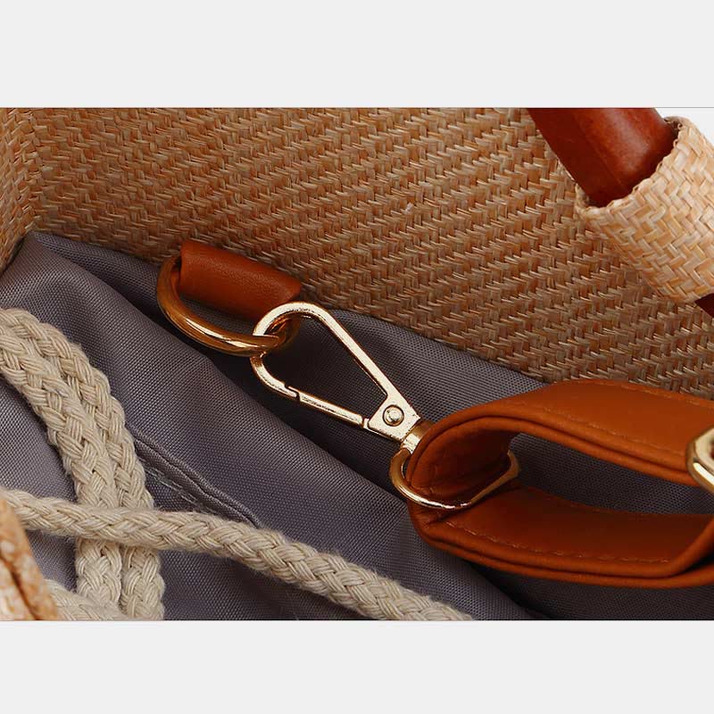 Umhängetasche für Damen, Bohemian-Stil, für Reisen und Strand, Stroh-Schultertasche