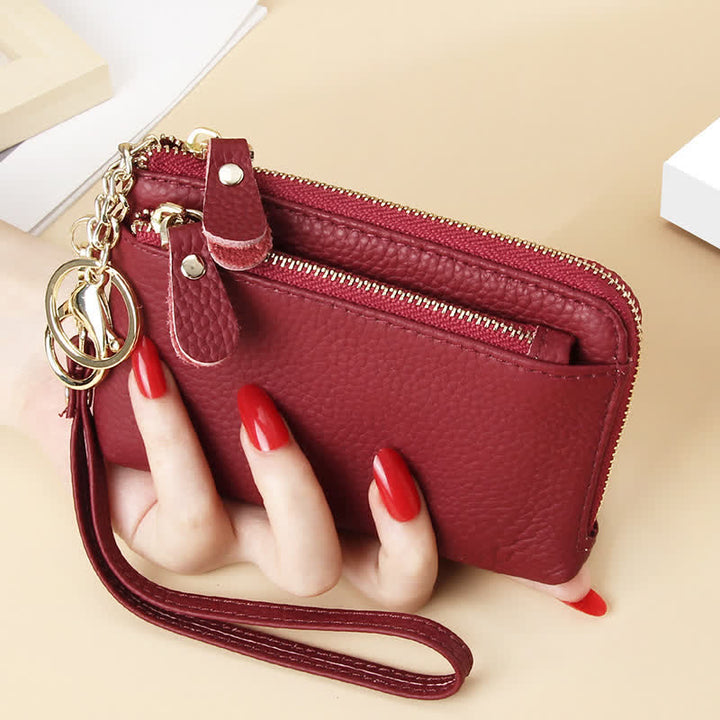 Kleine Clutch aus echtem Leder für Damen mit Armband, Geldbörse, Kartenhalter