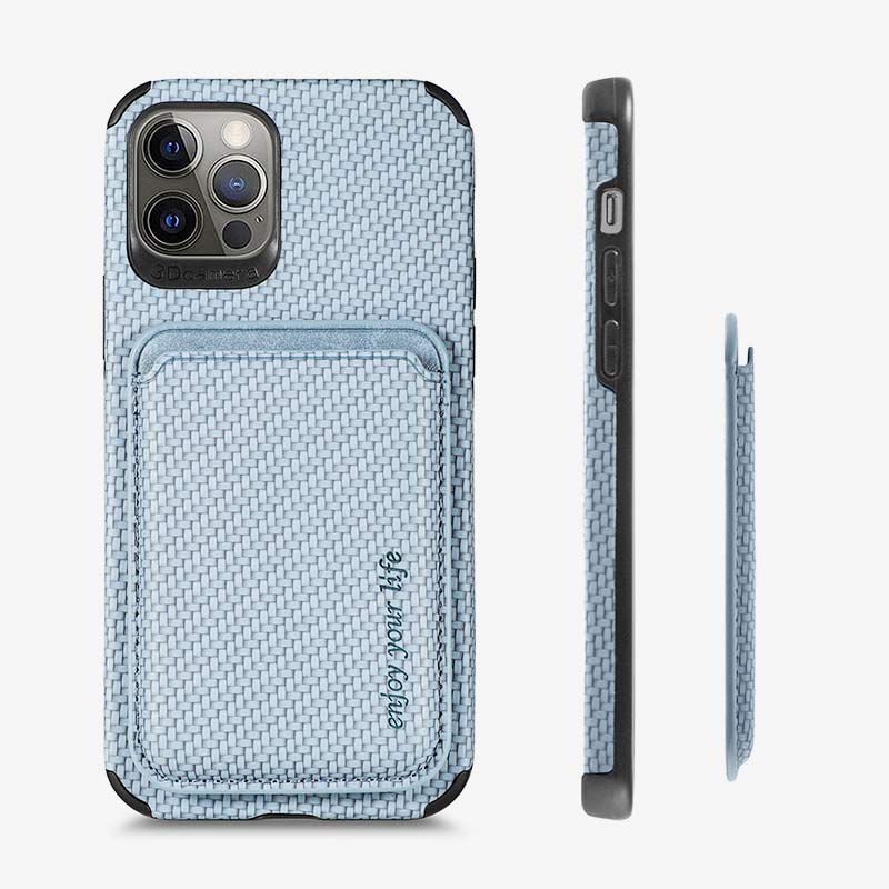 Magnetische Telefon-Geldbörse für iPhone-Telefonhülle mit Faserstruktur und magnetischem Kartenhalter