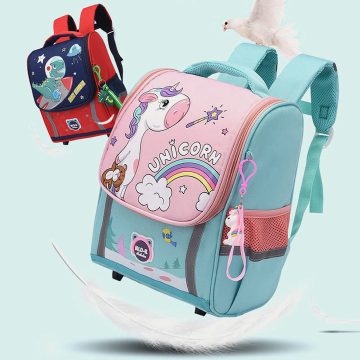 Rucksack für Kinder, niedlicher Cartoon-Einhorn-Dinosaurier, Oxford-Schultasche