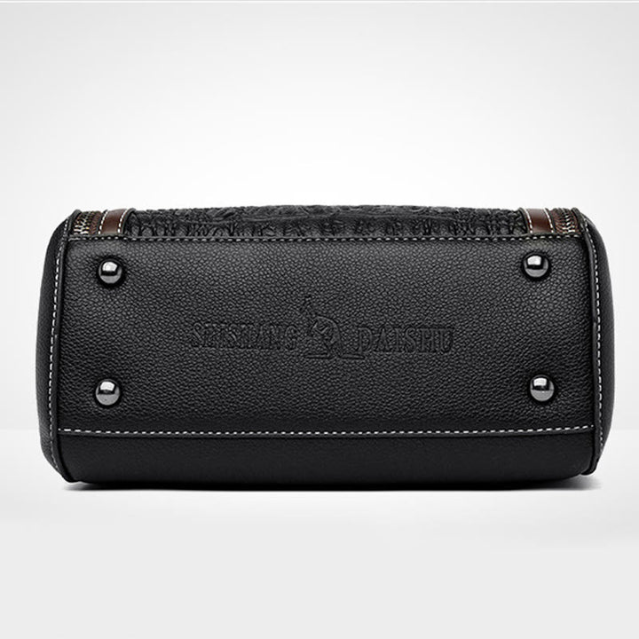Handtasche mit Krokodil-Print für Damen, geräumige Umhängetasche aus PU-Leder