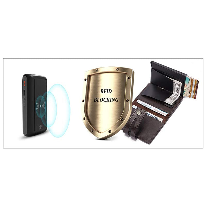 Echtes Leder Herren RFID Blocking Geldbörse Schnellzugriff Kartenhalter