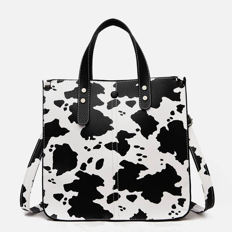 Tragetasche mit Leopardenmuster, Set aus Leder, Handtasche für Damen