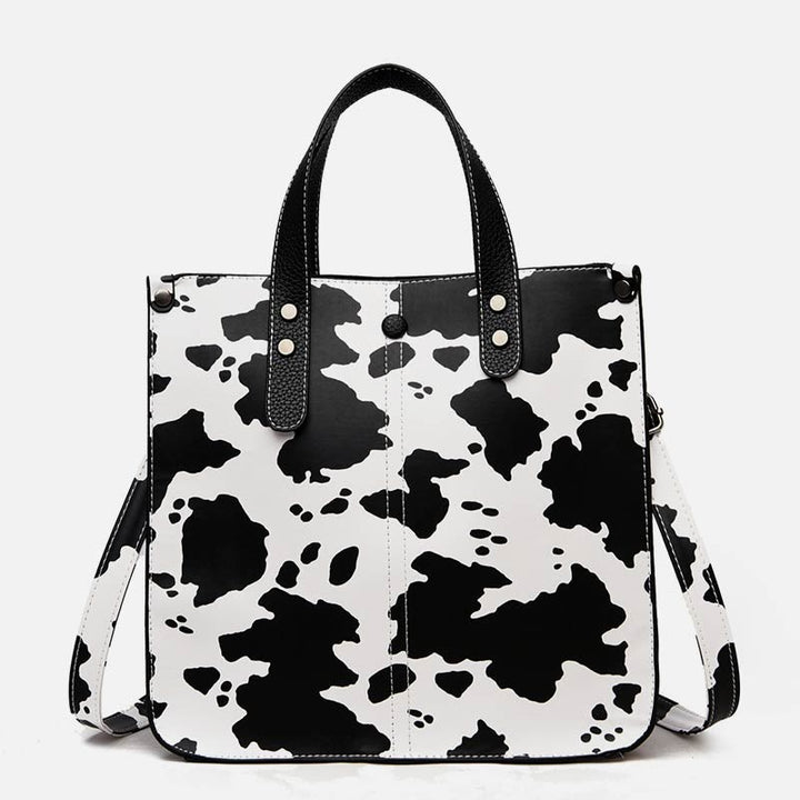 Tragetasche mit Leopardenmuster, Set aus Leder, Handtasche für Damen