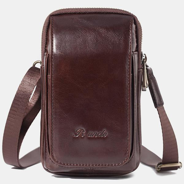 Echtes Leder Multifunktionale Gürtelschlaufe Tasche Telefon Tasche Umhängetasche