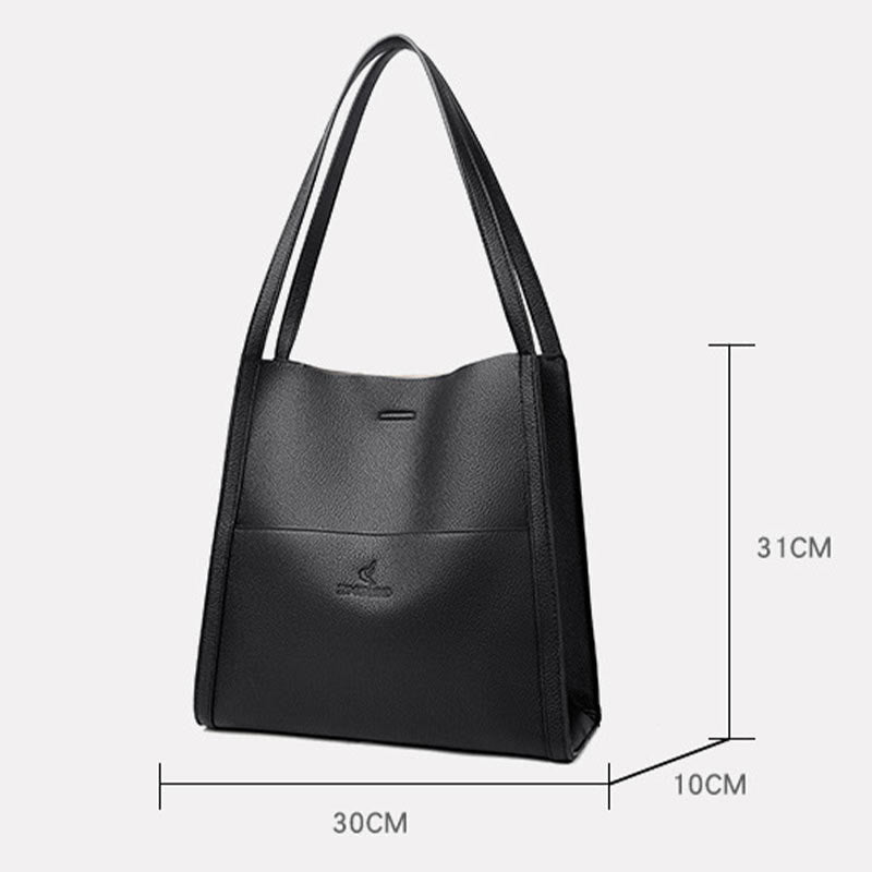 Damen Minimalist Tote Klassische Echtleder Große Unterarmtasche