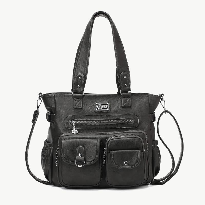 Große Umhängetasche für Damen mit mehreren Taschen und zwei Verwendungsmöglichkeiten