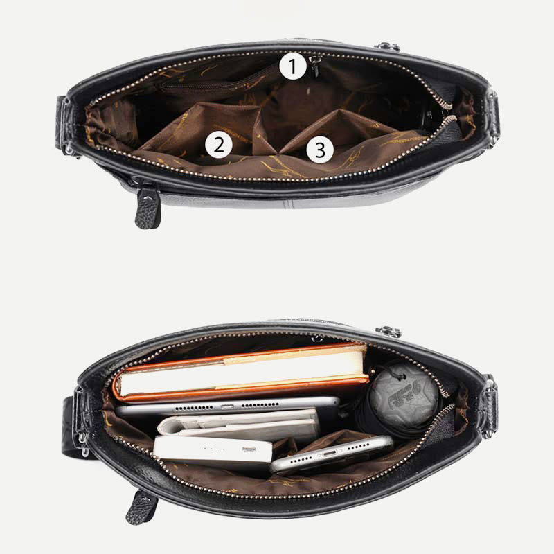 Messenger Bag für Männer Lychee Muster Echtleder Business Rucksack