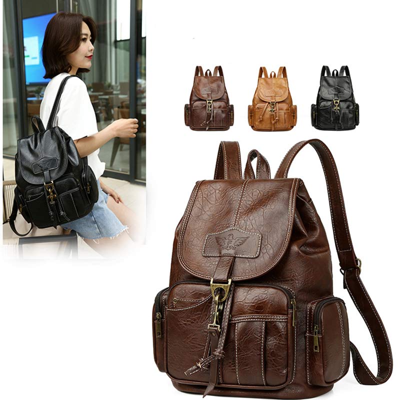 Veganer Lederrucksack für Damen, Vintage, Damen und Mädchen, lässiger Tagesrucksack