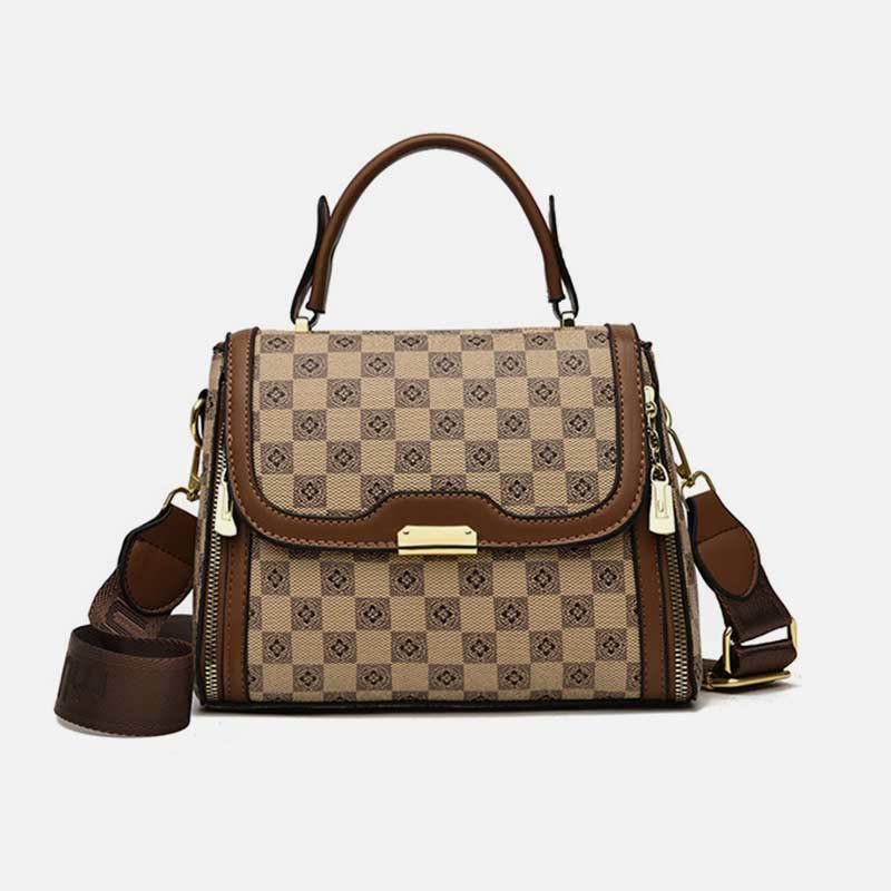 Britische elegante Handtasche Frauen Schachbrettmuster Crossbody Leder Geldbörse