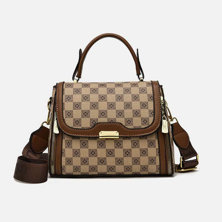 Britische elegante Handtasche Frauen Schachbrettmuster Crossbody Leder Geldbörse