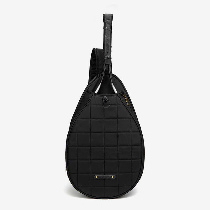 Schlägertasche für Damen, kariertes Muster, wasserdichte Umhängetasche aus Polyester - Schwarz - image 16