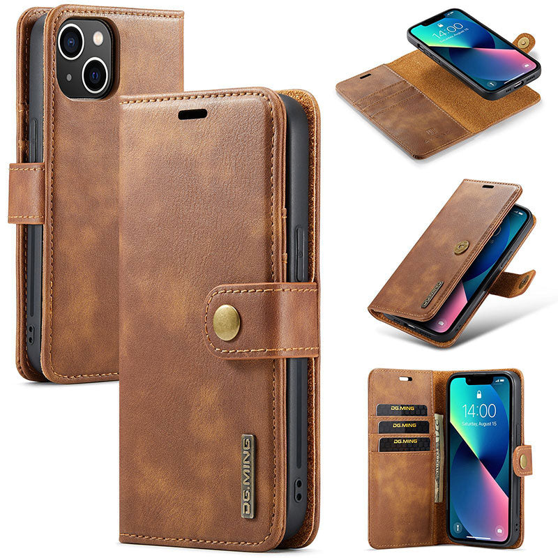 Magnetische Brieftaschenhülle für iPhone 13 Pro Max, mehrere Modelle, handgefertigtes PU-Leder
