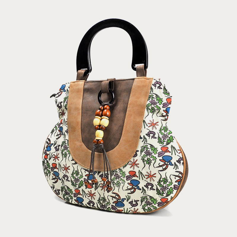 Top-Griff-Tasche für Frauen Ethno-Stil Druck Canvas Handtasche
