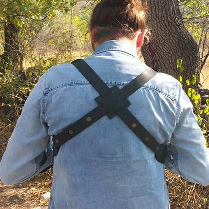 Doppelte Schulter Ledertasche Frauen Männer Outdoor Protable Holster Tasche