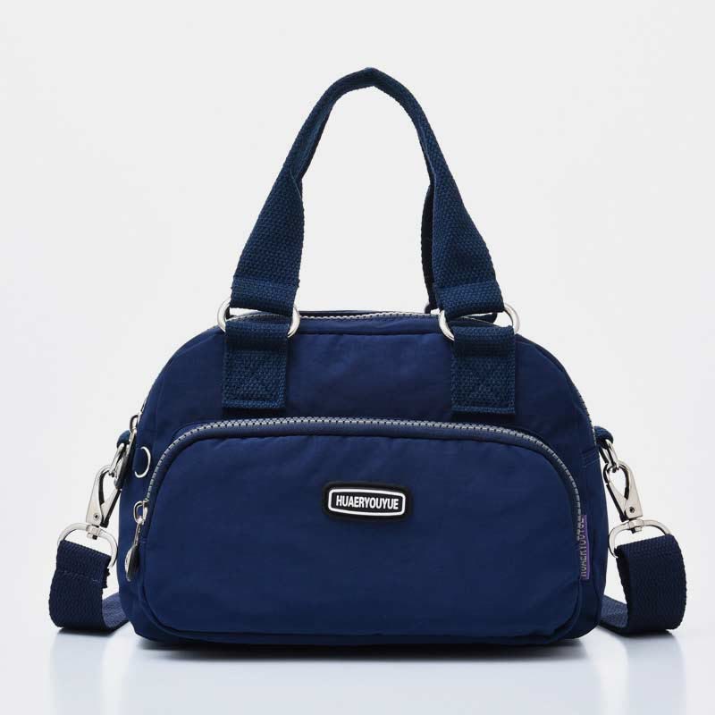 Handtasche für Damen, lila, Nylon, leicht, Einkaufstasche mit Reißverschluss