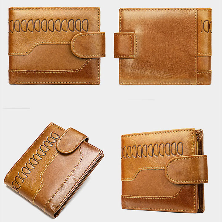 Vintage Geldscheinklammer Echtleder Multi-Slot Führerschein Kartentasche Portemonnaie