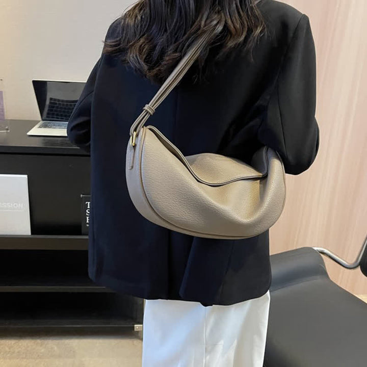 Umhängetasche für Damen, schlichte und lässige Hobo-Tasche aus PU-Leder