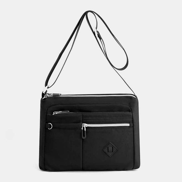 Umhängetasche mit Doppelreißverschlussfach für Damen, leichte Schultertasche mit mehreren Taschen