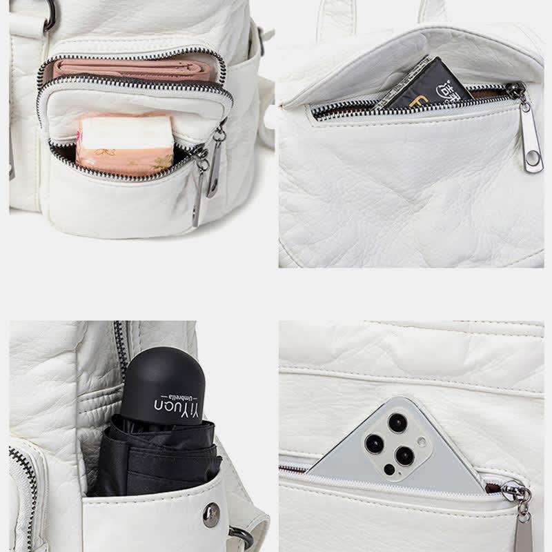 Weicher Leder-Reiserucksack, kleiner, wasserdichter, lässiger Tagesrucksack für Damen