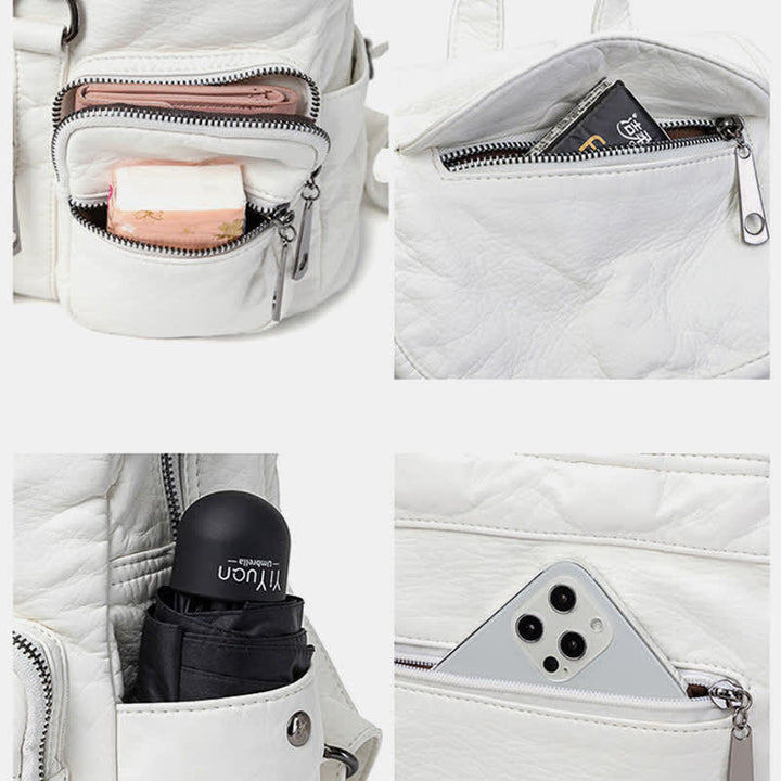 Weicher Leder-Reiserucksack, kleiner, wasserdichter, lässiger Tagesrucksack für Damen