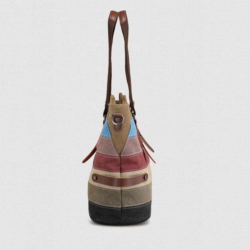 Multifunktions-Farbblock-Canvas-Handtasche Hobo Tote Bag Umhängetaschen