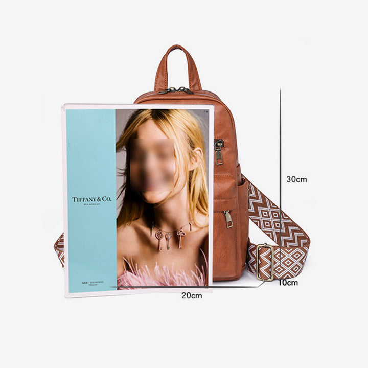 Lederrucksack für Damen, Retro, einfarbig, Mehrzweck-Schultertasche