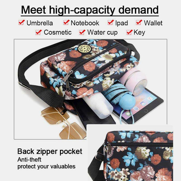 Große Kapazität Bedruckte, robuste Schultertasche aus Nylon mit Umhängetasche