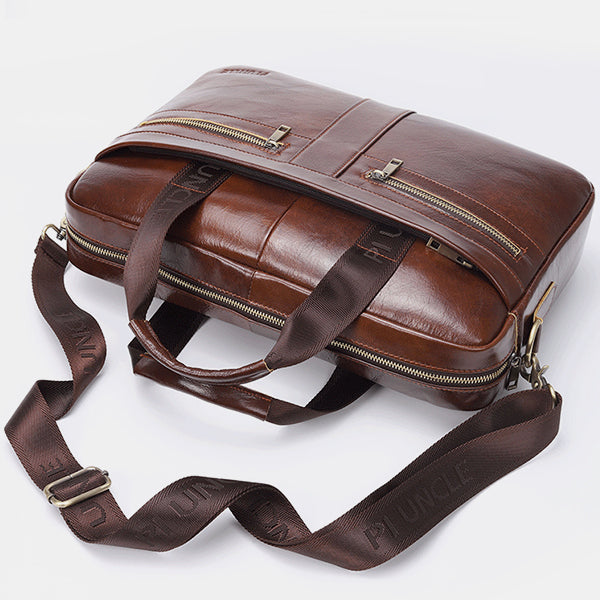 Retro-Aktentasche aus echtem Leder mit großem Fassungsvermögen