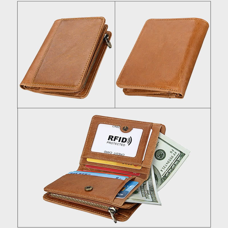 Geldbörse Herren Retro Echtleder Multi Pocket Geldklammer