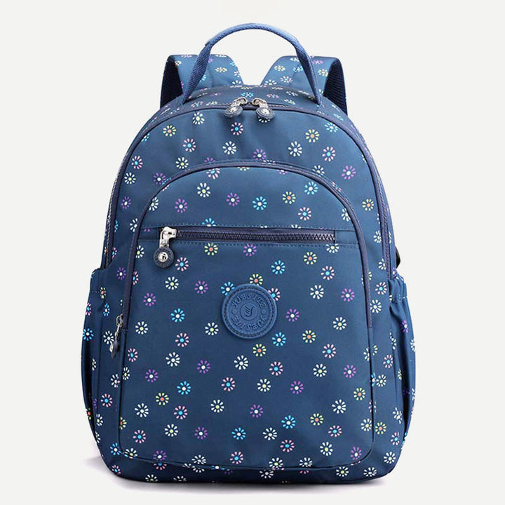 Rucksack für Damen, wasserdicht, mit mehreren Fächern, Druck, lässig, Nylon, leicht, Schultasche