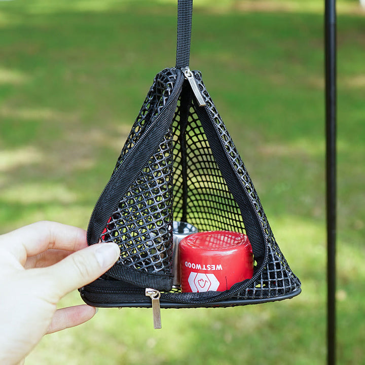 Aufbewahrungstasche für Outdoor-Camping, dreieckig, faltbar, Netz-Aufbewahrungskorb