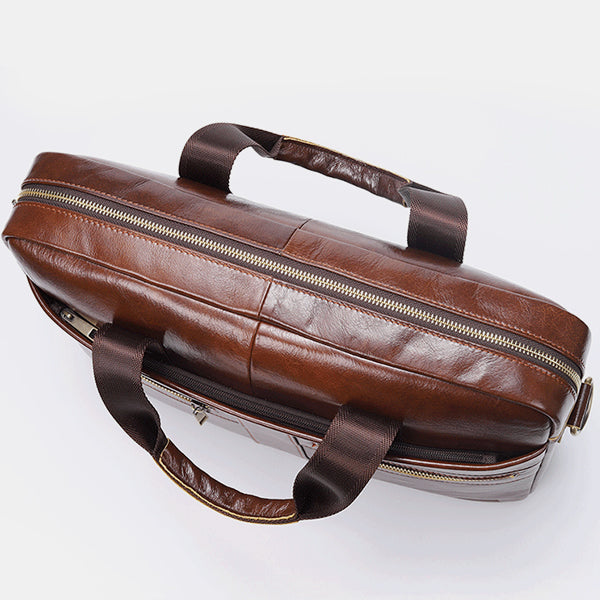 Retro-Aktentasche aus echtem Leder mit großem Fassungsvermögen